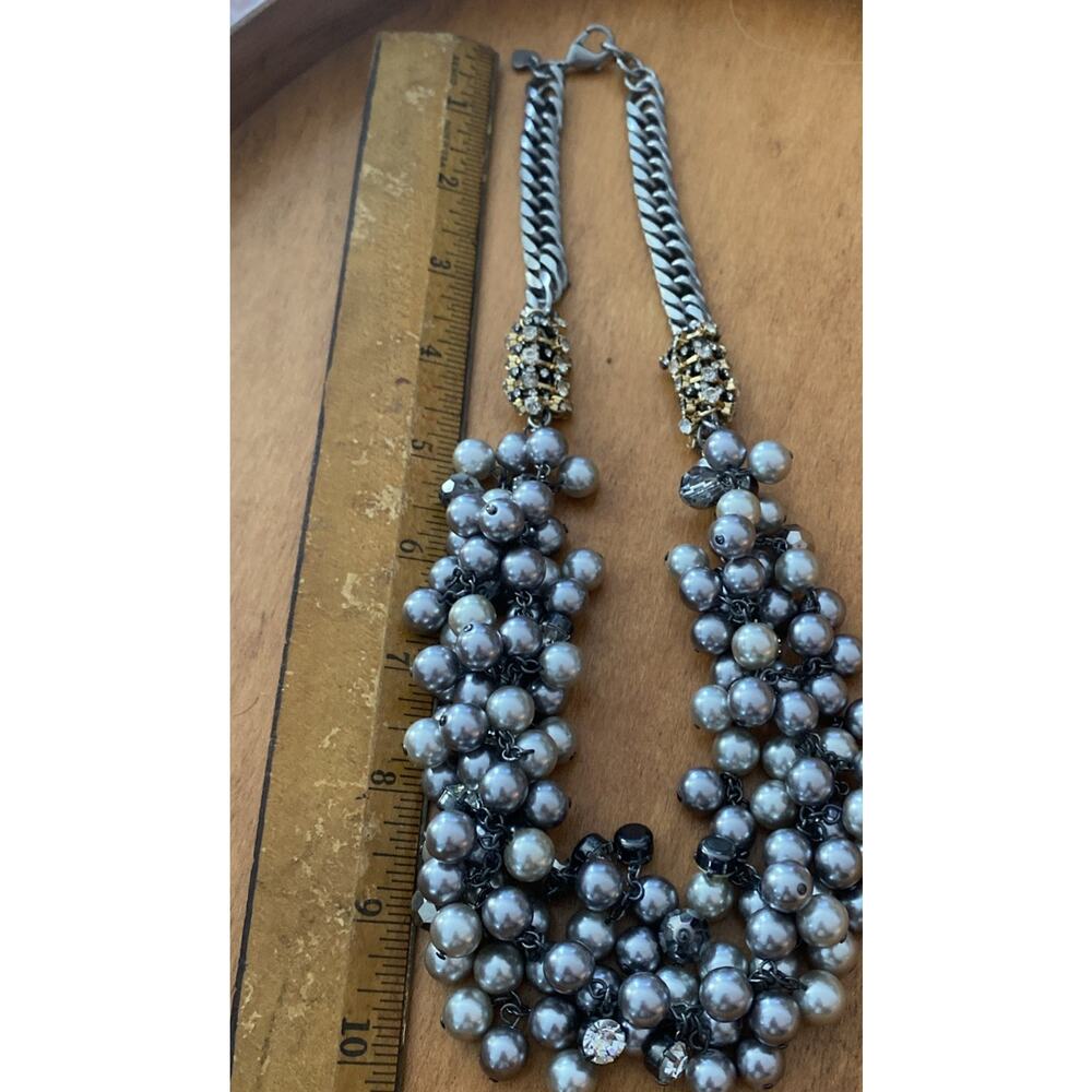 Chunky heavy Silver tone beaded multi strand necklace With Stainless Steel Chain - Picture 7 of 7